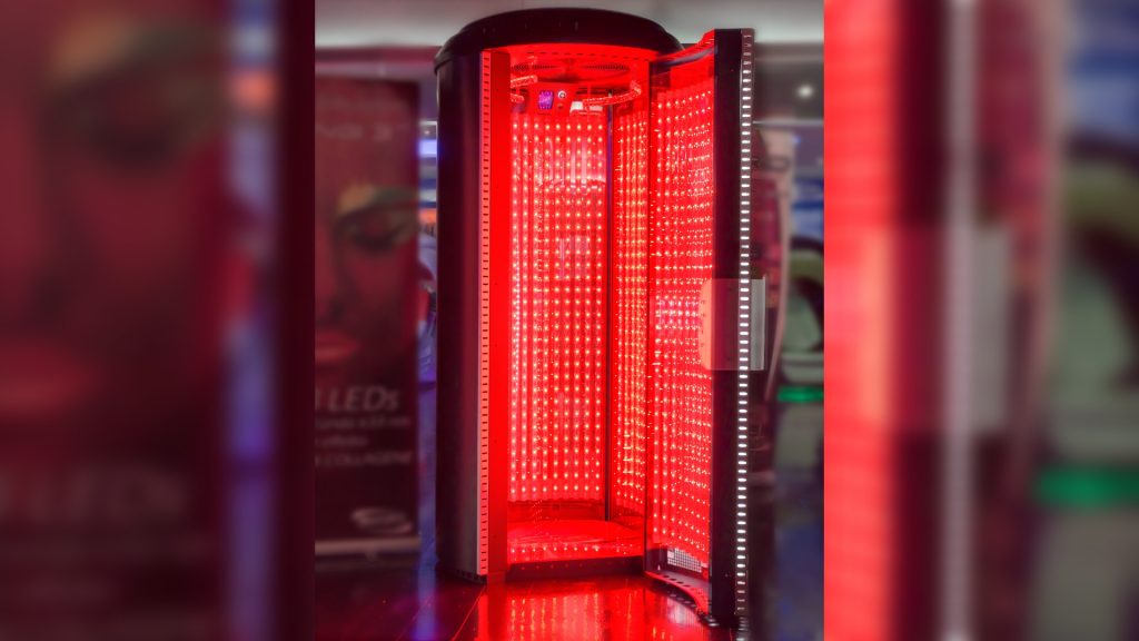 Pearl Red Light Tower Lite commercial vertical LED red light therapy cabin Australia